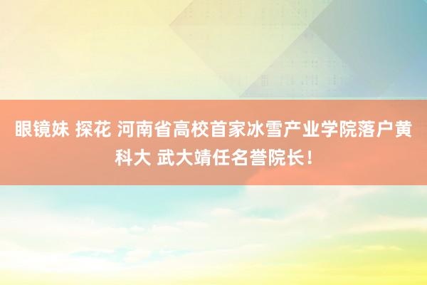 眼镜妹 探花 河南省高校首家冰雪产业学院落户黄科大 武大靖任名誉院长！