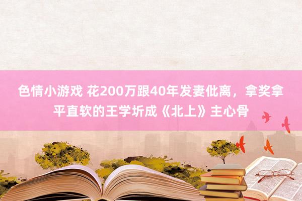 色情小游戏 花200万跟40年发妻仳离，拿奖拿平直软的王学圻成《北上》主心骨